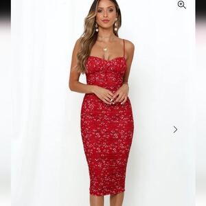 NWT: Hello Molly How Low Can You Go Red Floral Midi, Size 4/S